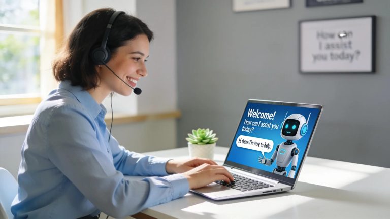 Customer service representative utilizing AI chatbots for effective customer engagement strategies.