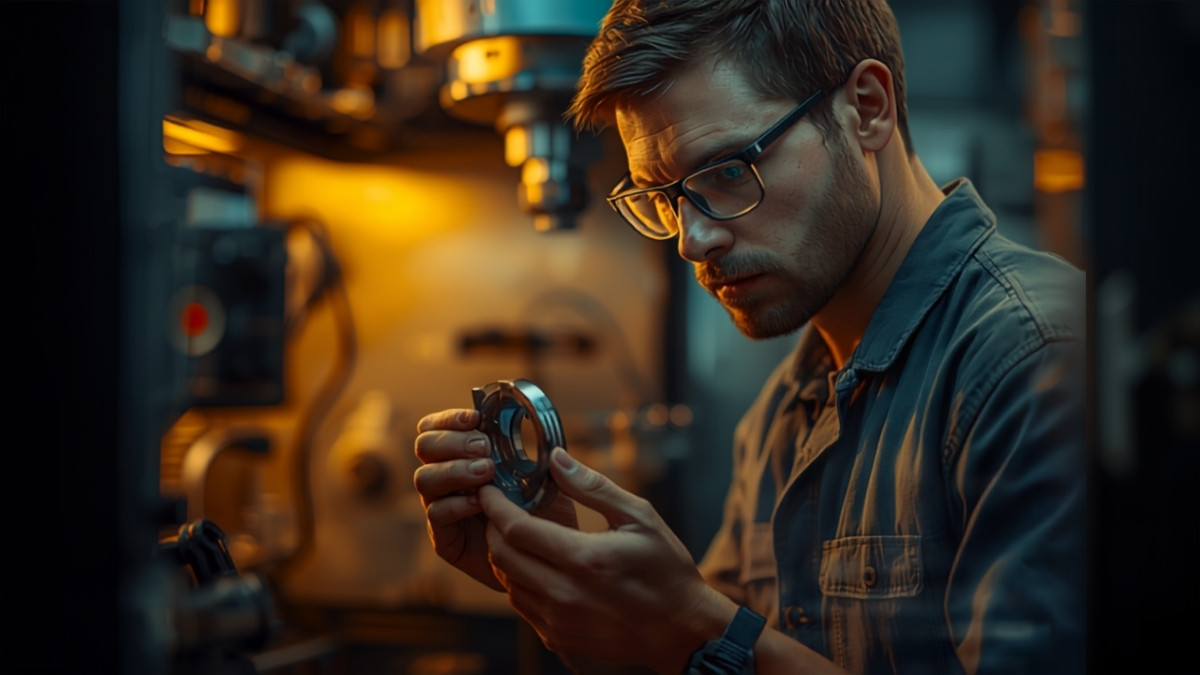 Machinist checking a part — the kind of shop buyers search for by capability